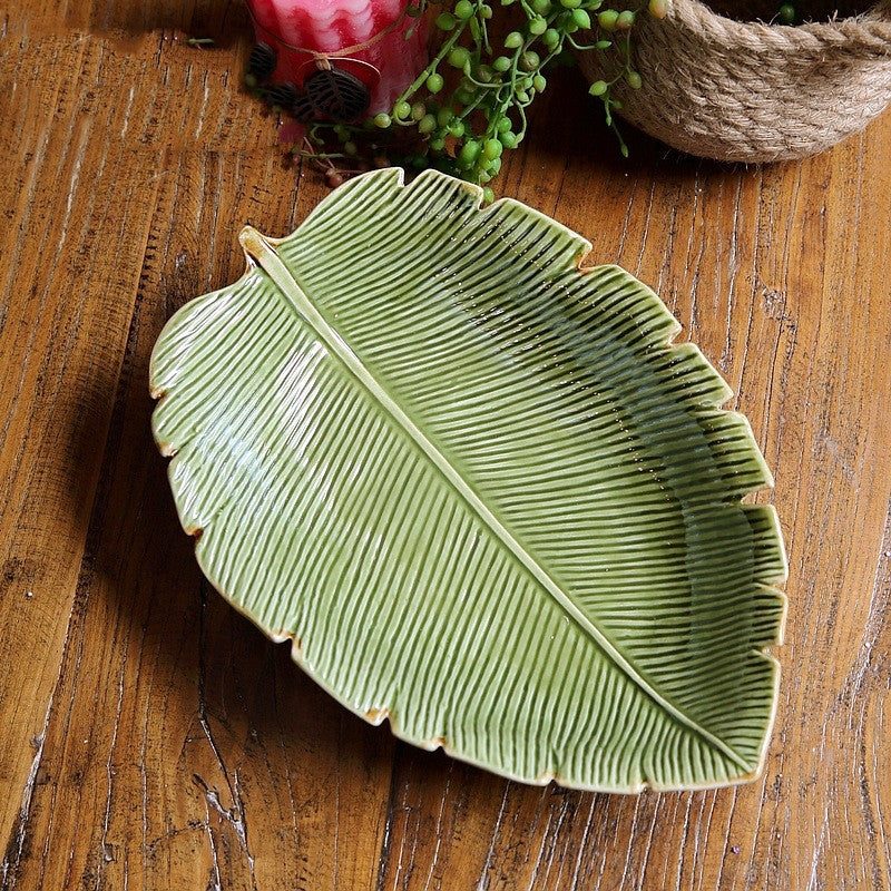 Green Leaf Horizontal Pattern Ceramic Dish Plate Melon Seed Dish Home Accessories Leaf Green Leaf Horizontal Pattern Ceramic Dish Plate Melon Seed Dish Home Accessories Leaf
